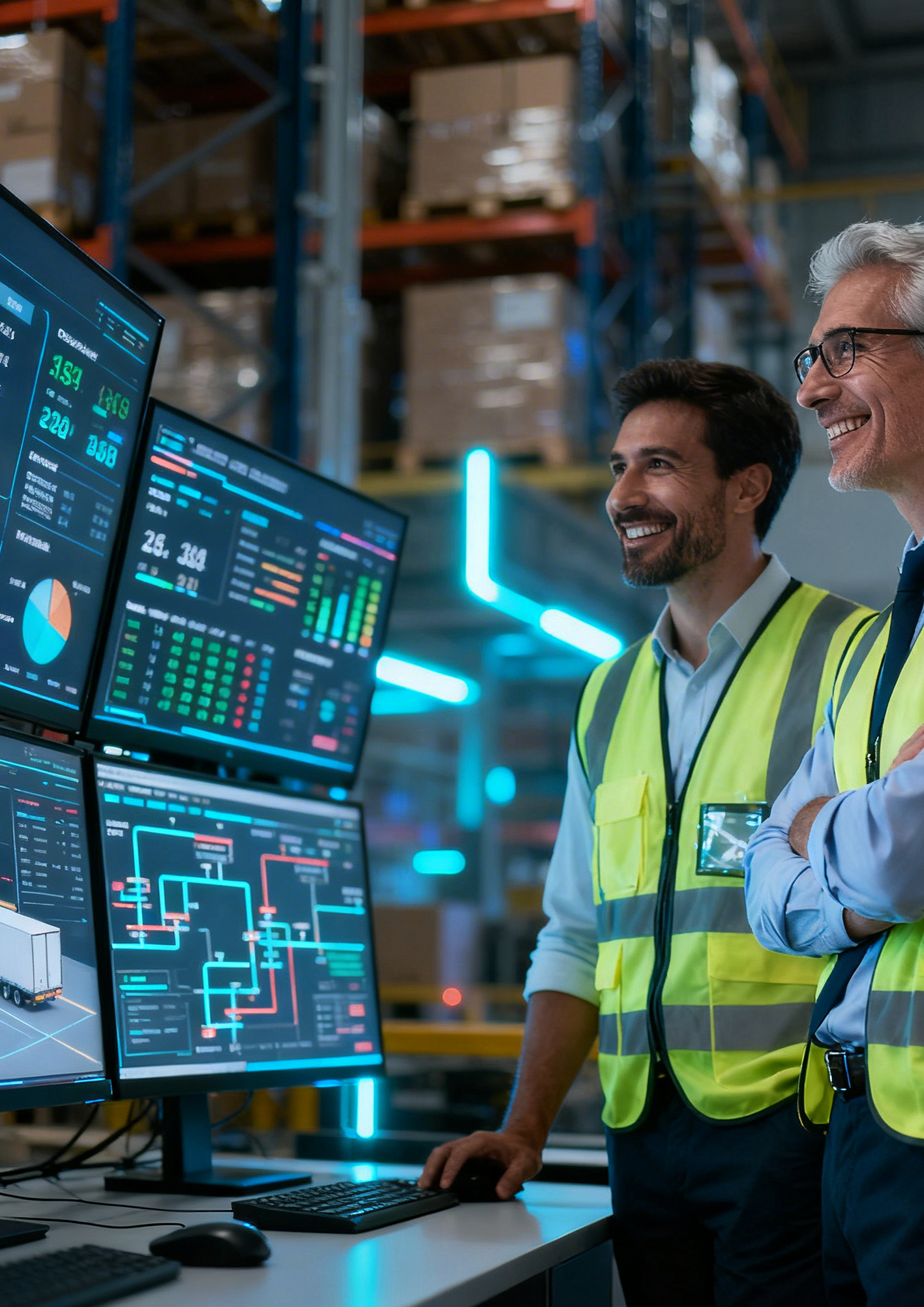 Fleet manager monitoring operations on computer screen